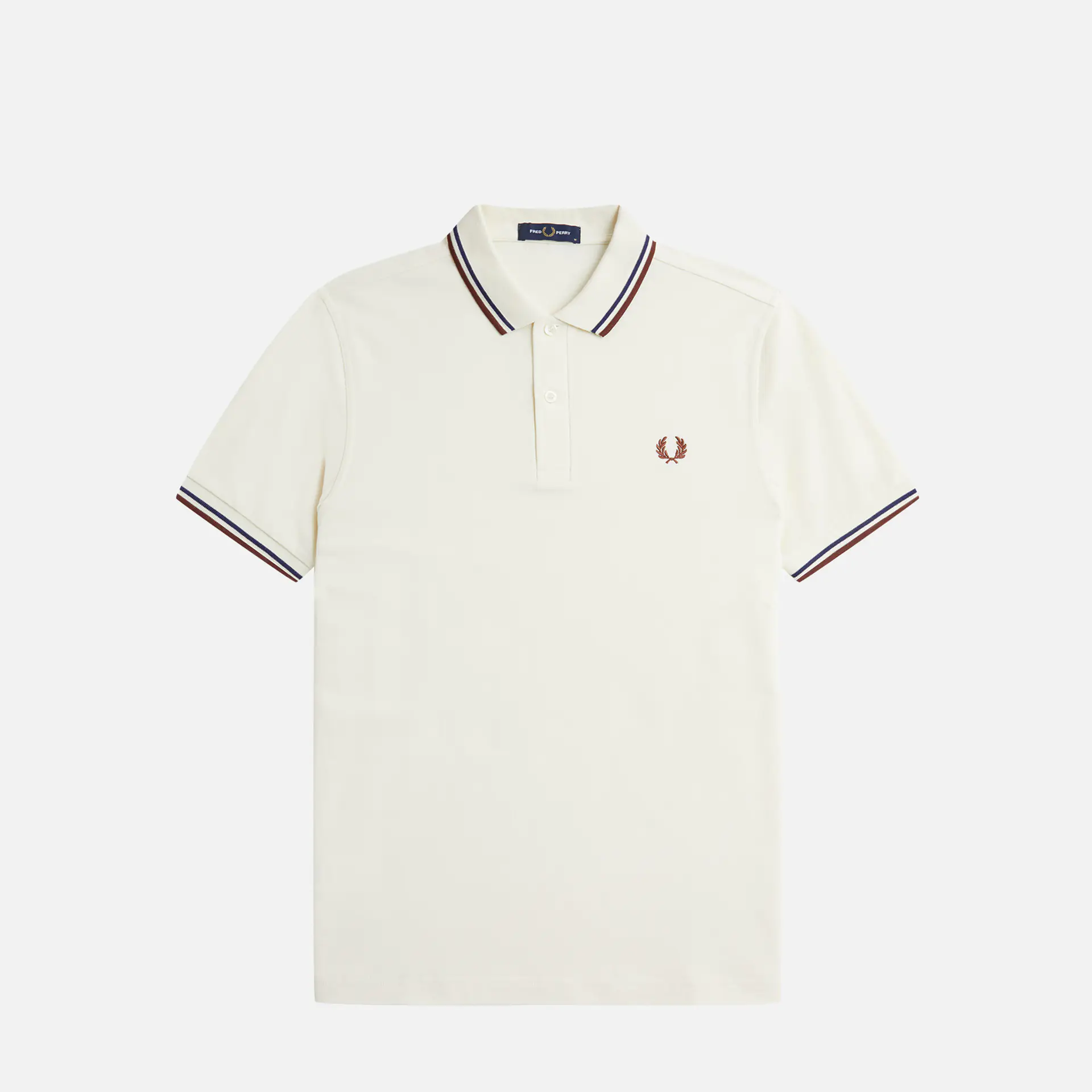 Fred Perry Twin Tipped Polo Shirt Ercu/Navy/Whiskey Brown