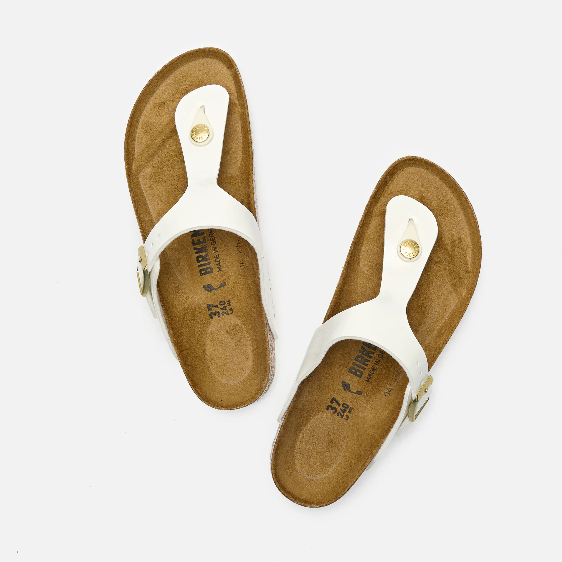 Birkenstock Gizeh Birko-Flor Sandals Narrow Patent White
