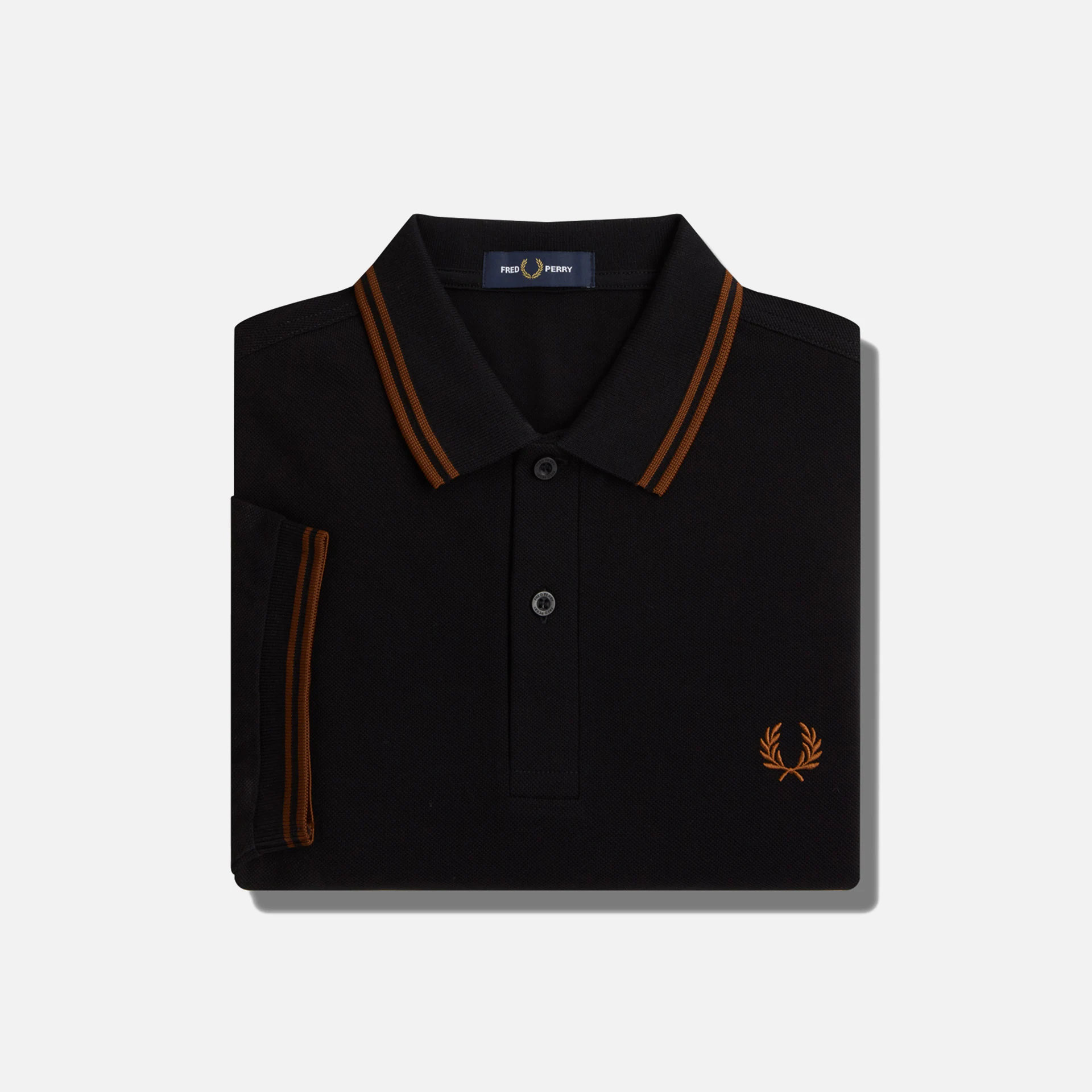 Fred Perry Twin Tipped Polo Shirt Black/Whiskey Brown
