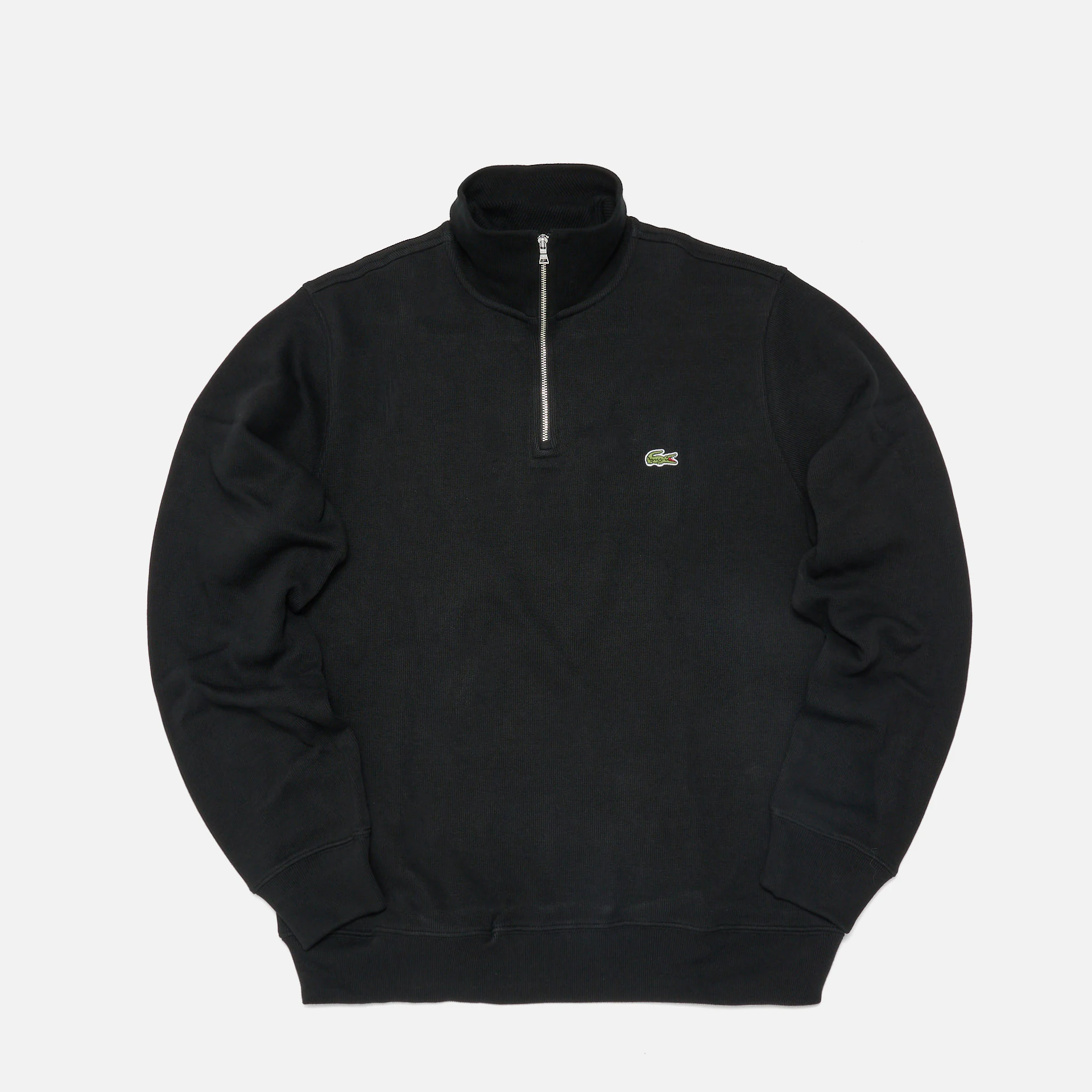 Lacoste Stand-Up Collar Cotton Half-Zip Pullover Black