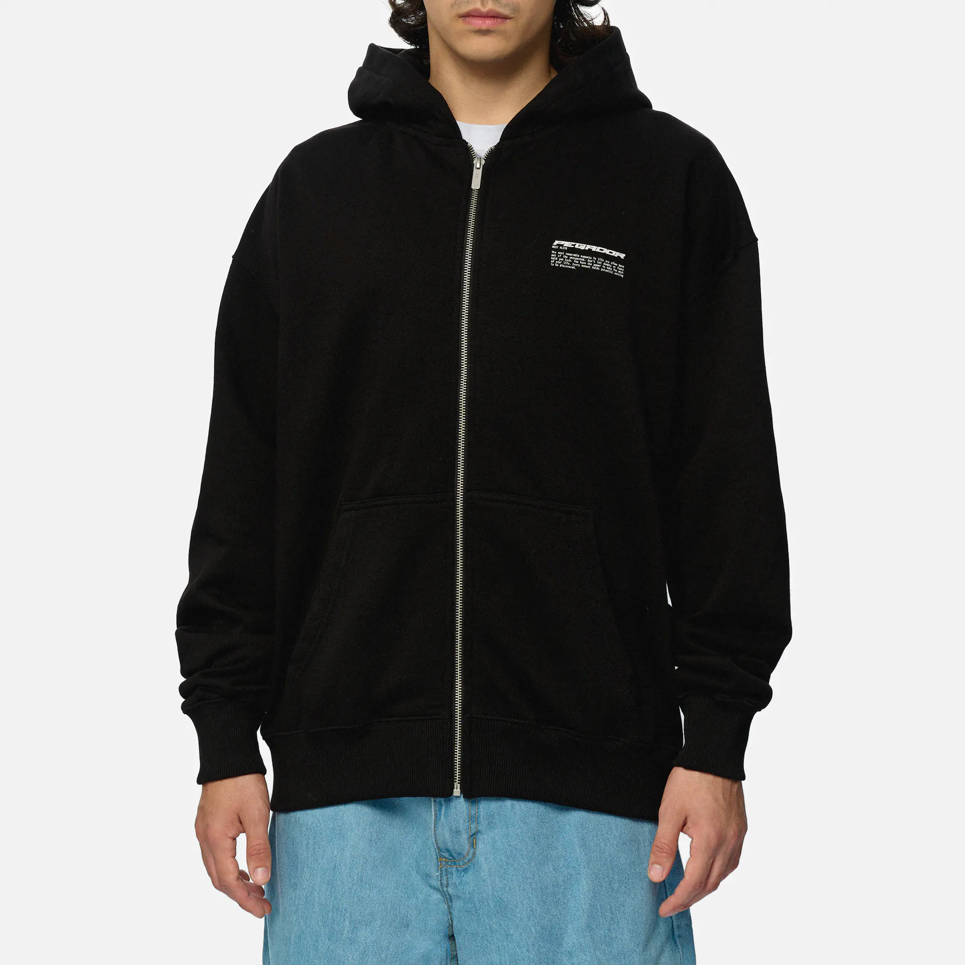 PEGADOR Chase Oversized Sweat Jacket Washed Black