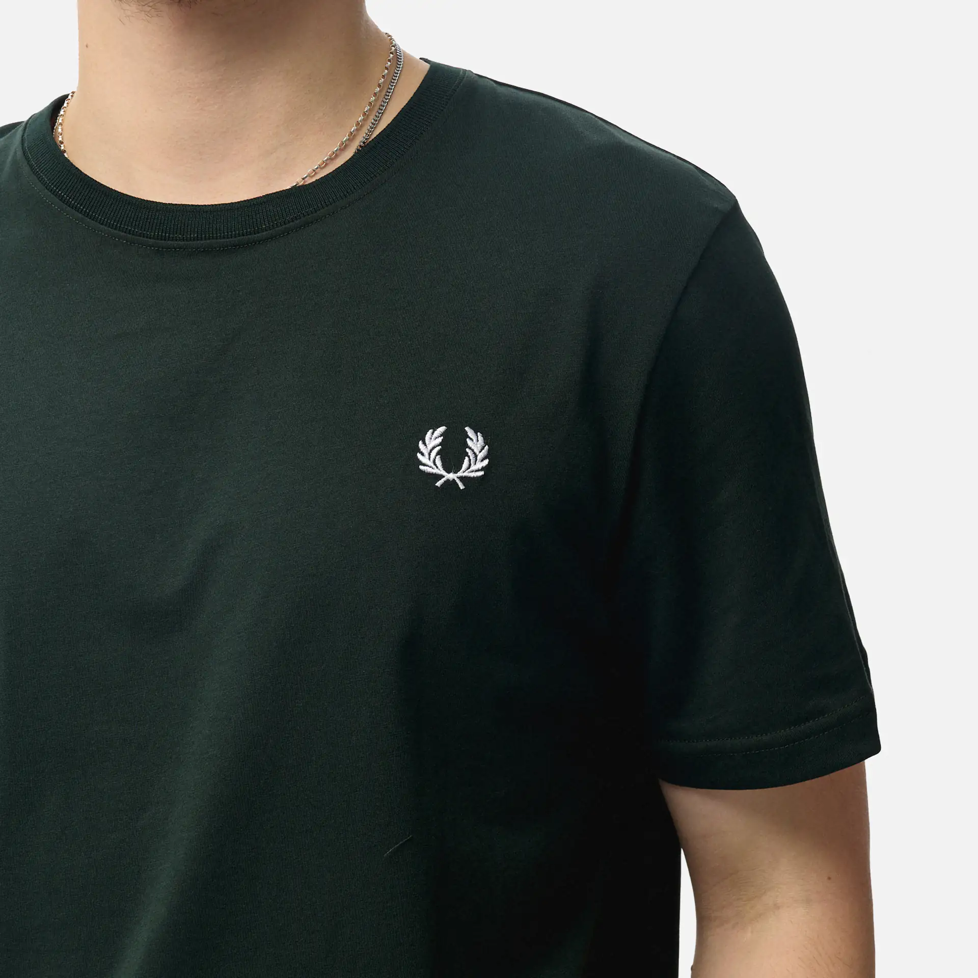 Fred Perry Crew Neck T-Shirt Night Green/Snow White