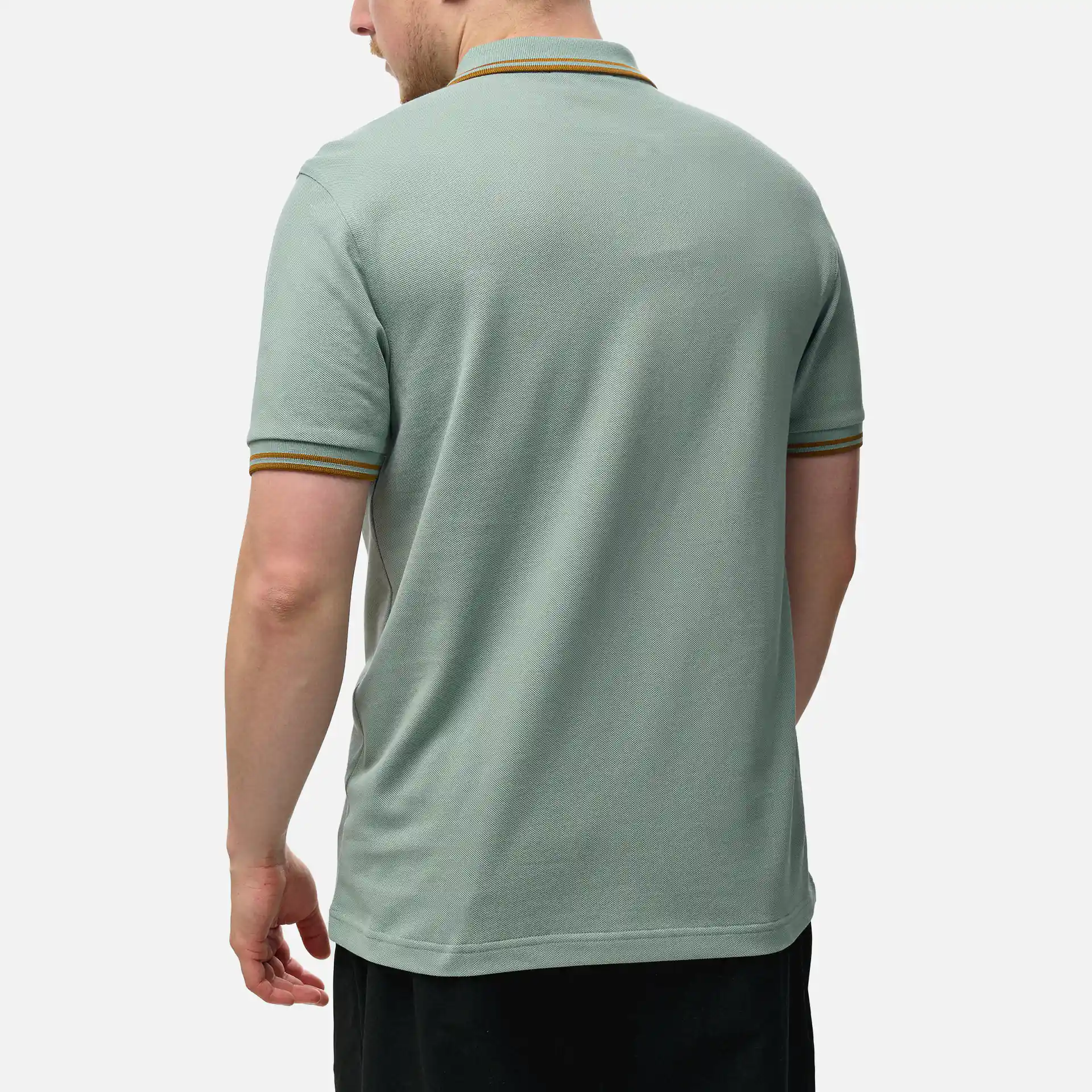 Fred Perry Twin Tipped Polo Shirt Silver Blue/Dark Caramel