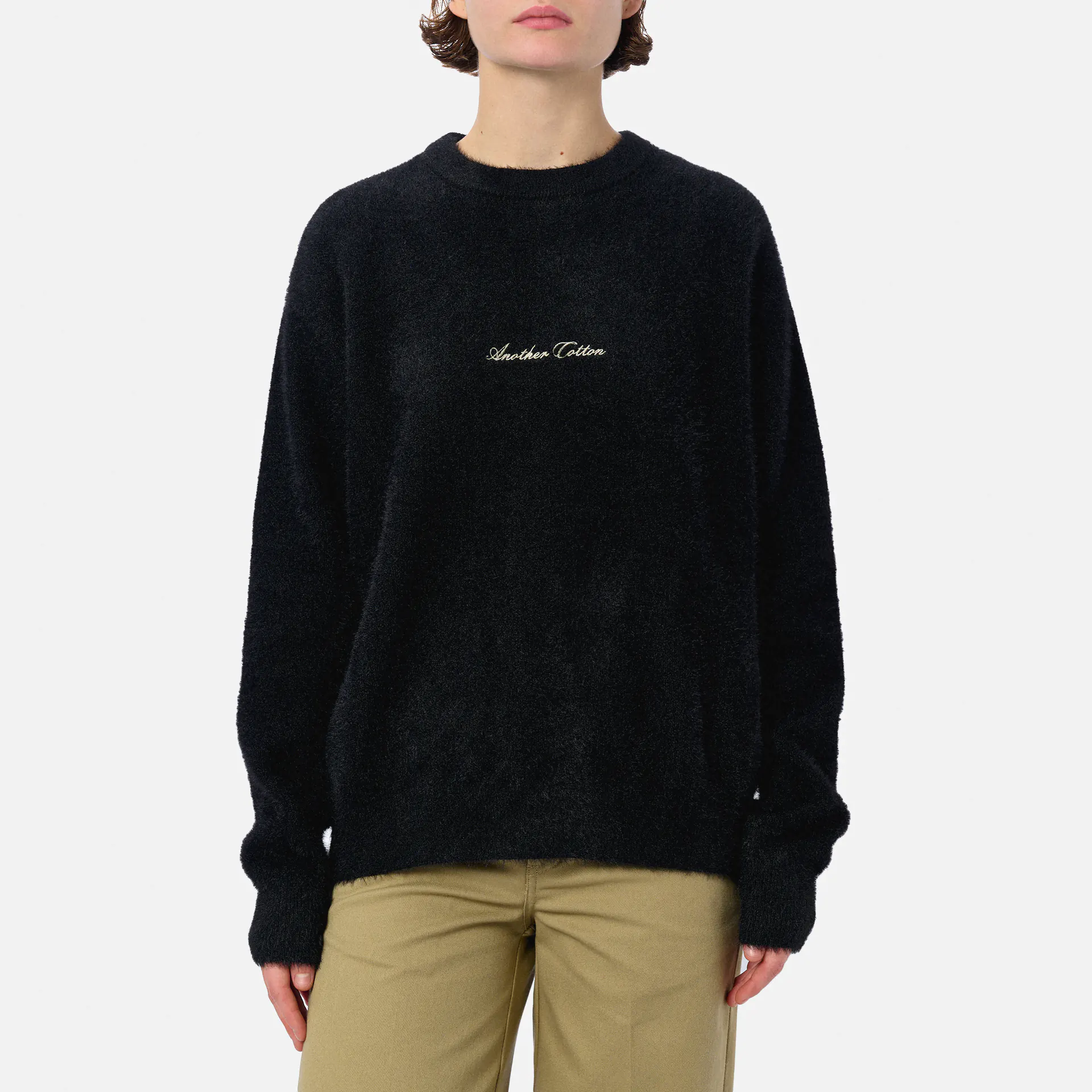 Another Cotton Chest Logo Mohair Sweater Black
