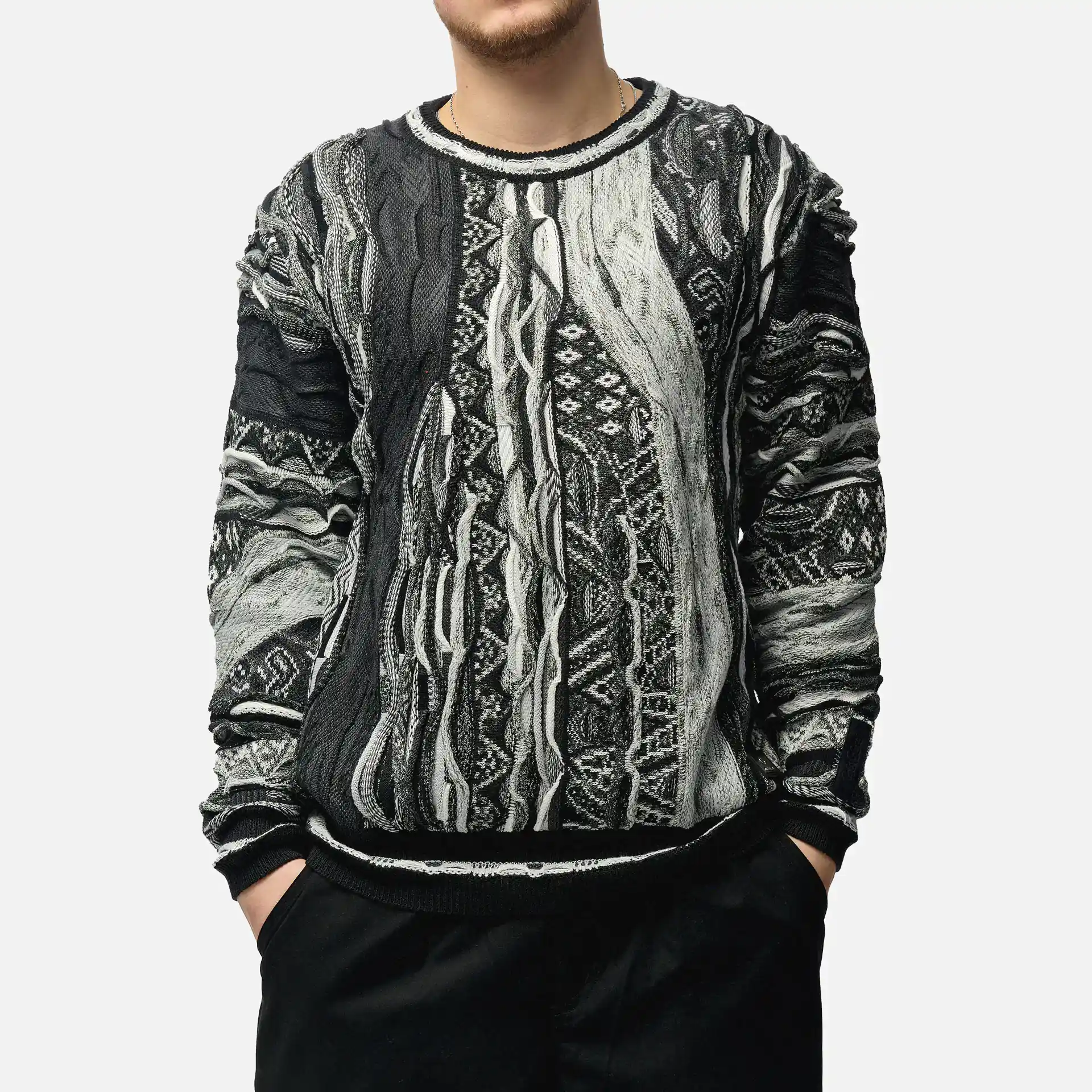 Carlo Colucci Knit Regular Fit Crewneck Grey/Black