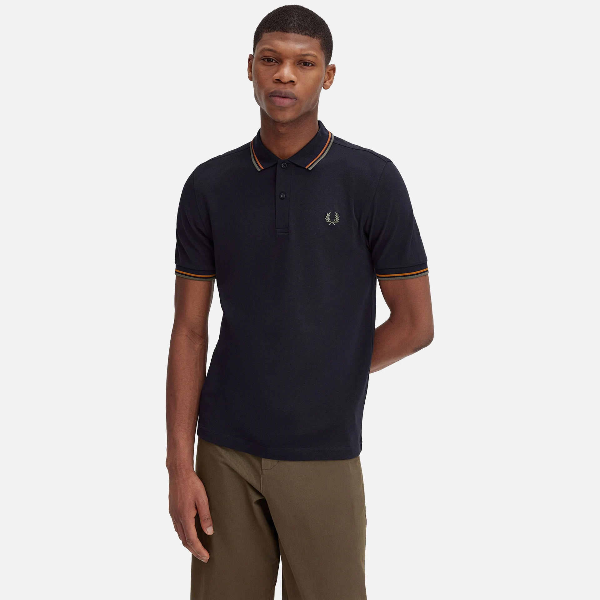 Fred Perry Twin Tipped Polo Shirt Navy/Nut Flake/Field Green